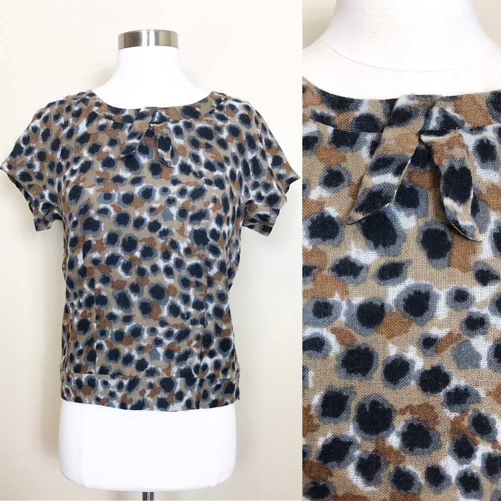Anthropologie Portrait of a Girl Leopard Wool Top